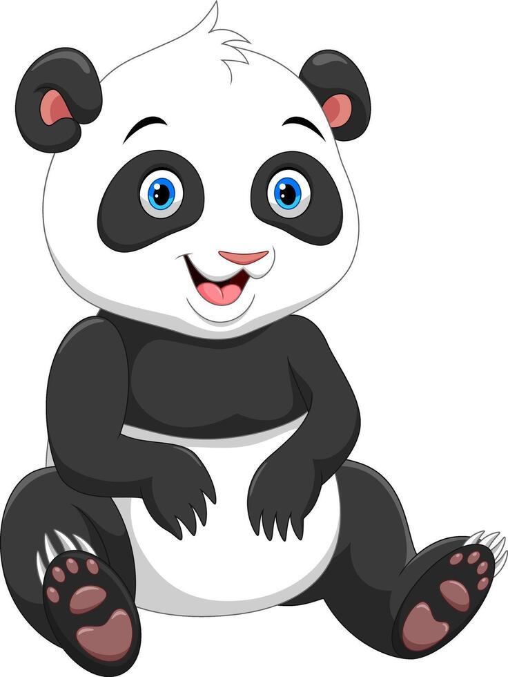 Cute panda cartoon on white background vector