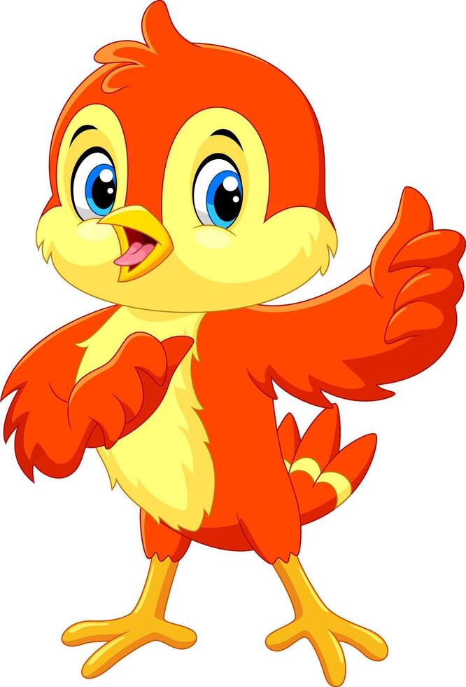 Cute bird cartoon on white background vector