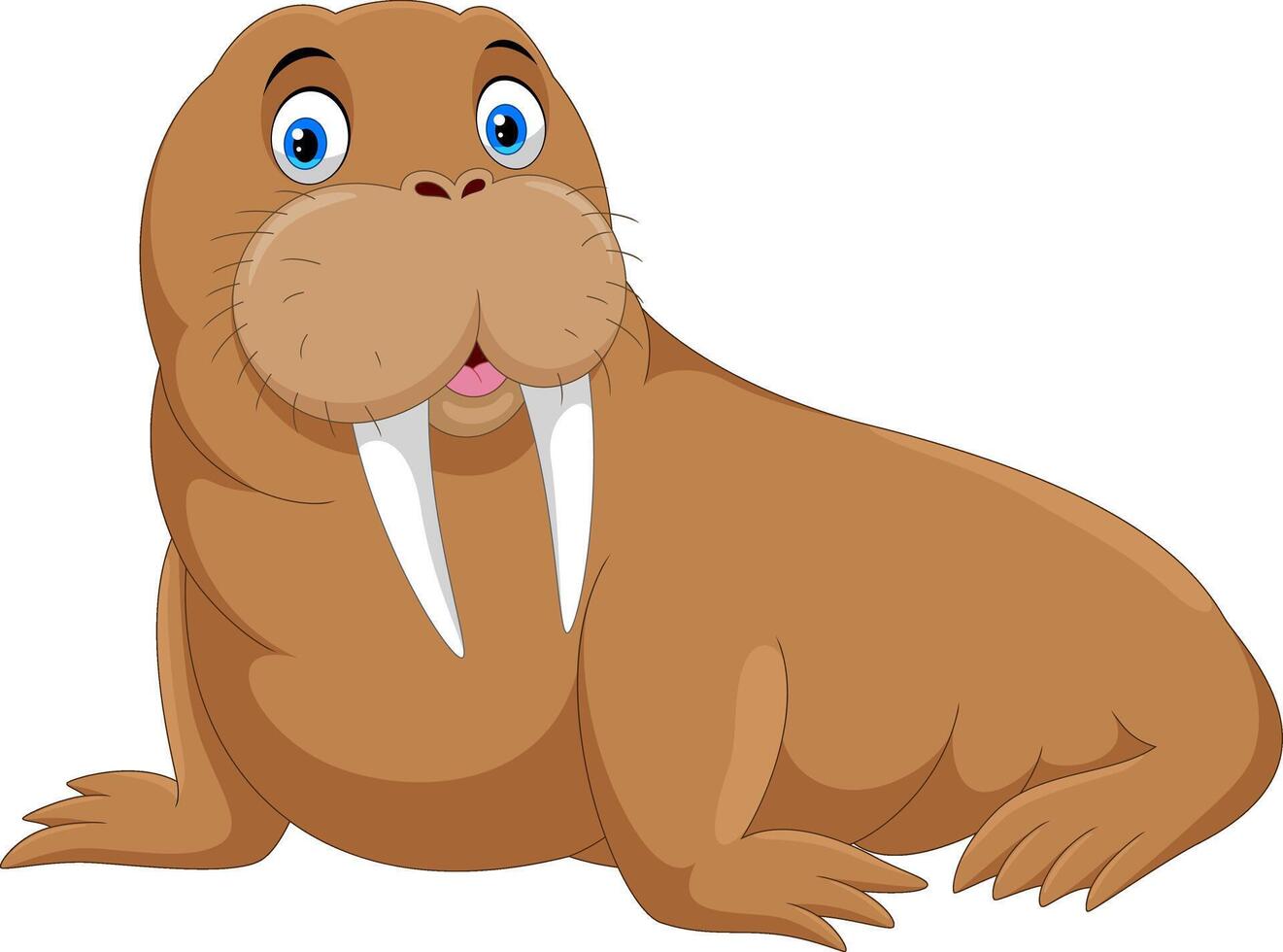 Cartoon funny walrus on white background vector