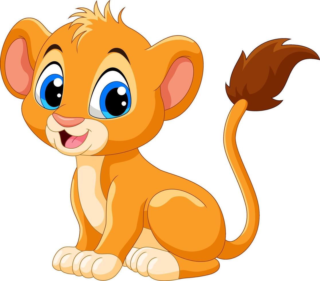 Cute baby lion cartoon on white background vector