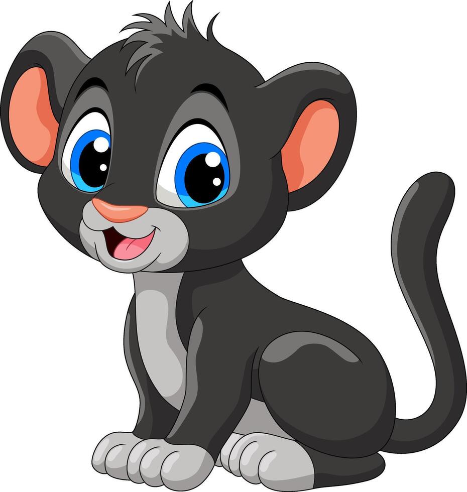 Cute baby panther cartoon on white background vector