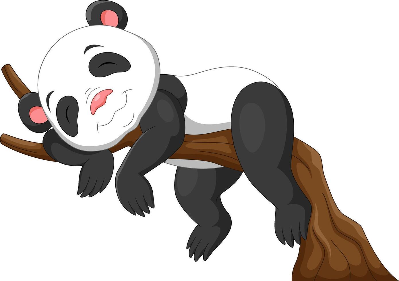 Cute baby panda sleeping on a branch vector