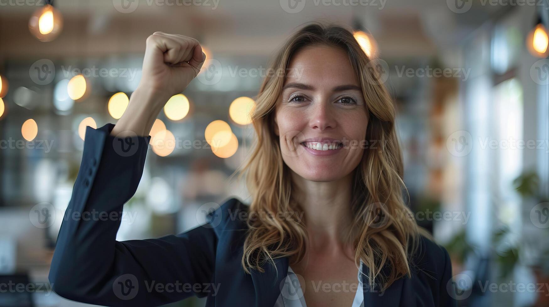Happy businesswoman celebrating her success photo