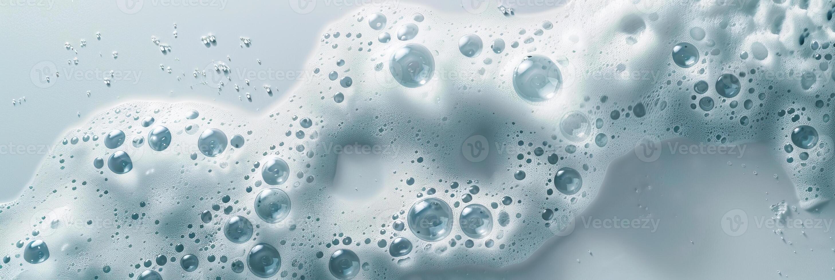 Close-up of bubbles in a blue liquid. photo
