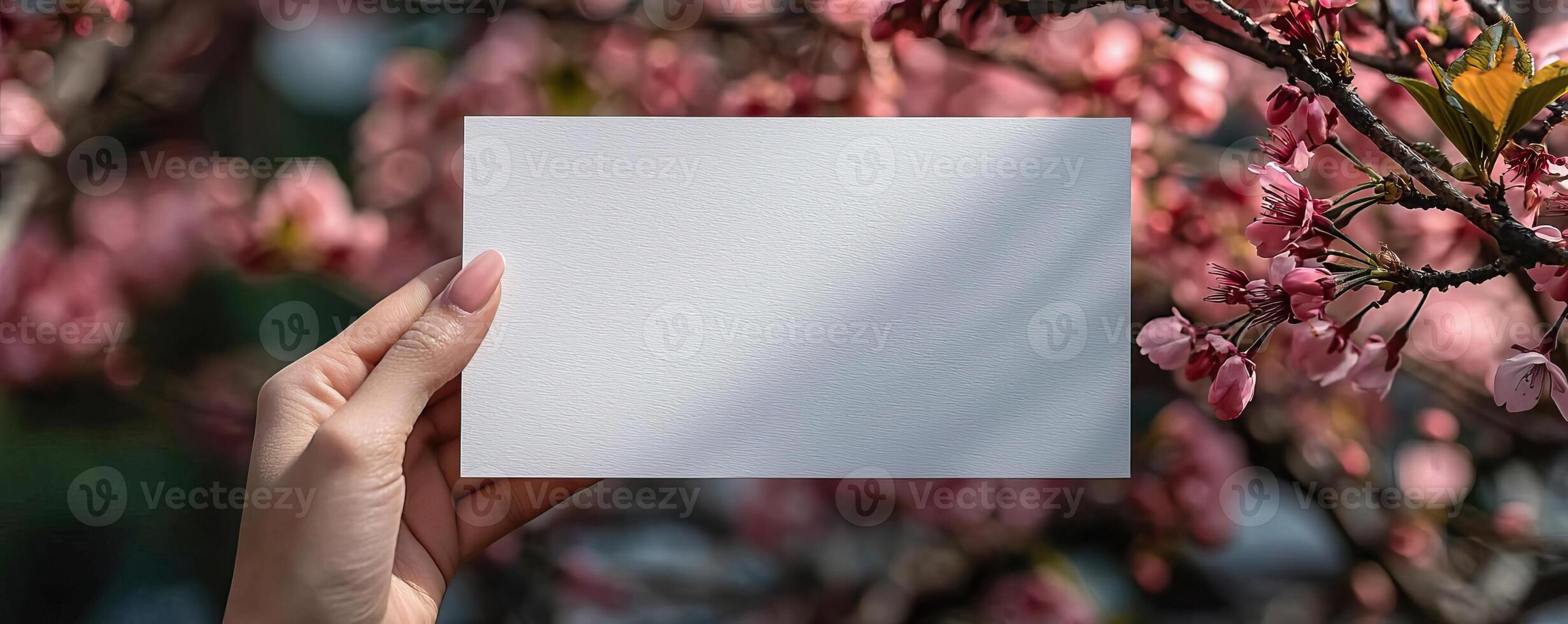 a etsy listing image displaying a 5x7inch blank white page being held by a womans hand ,in the sakura style of handcrafted designs photo