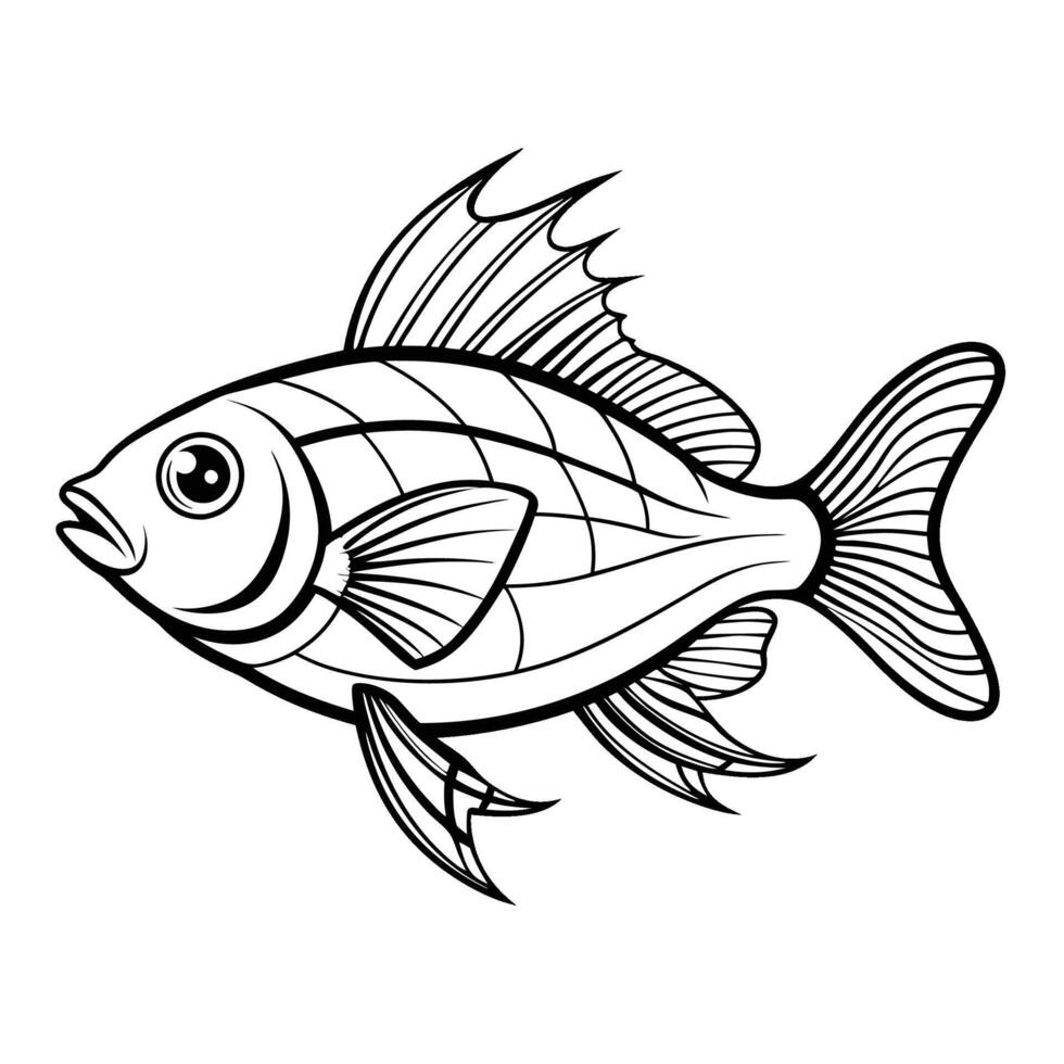Fish coloring page for kids vector