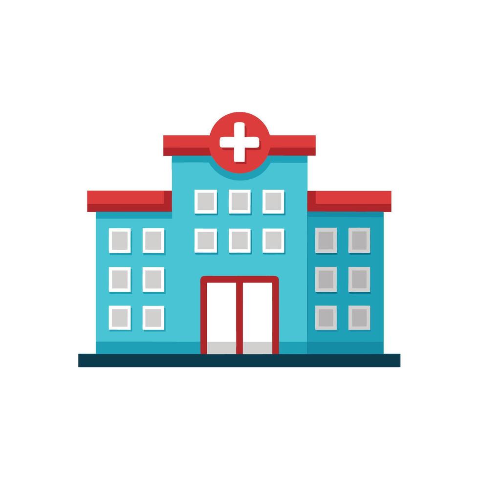 White Background Hospital Building Icon Graphic vector