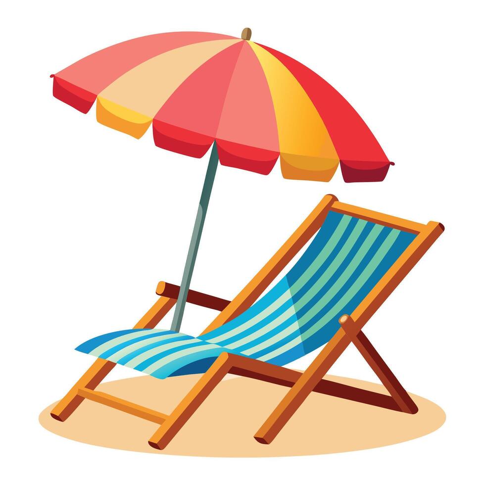 Beach Chair and Umbrella for Sunny Days vector