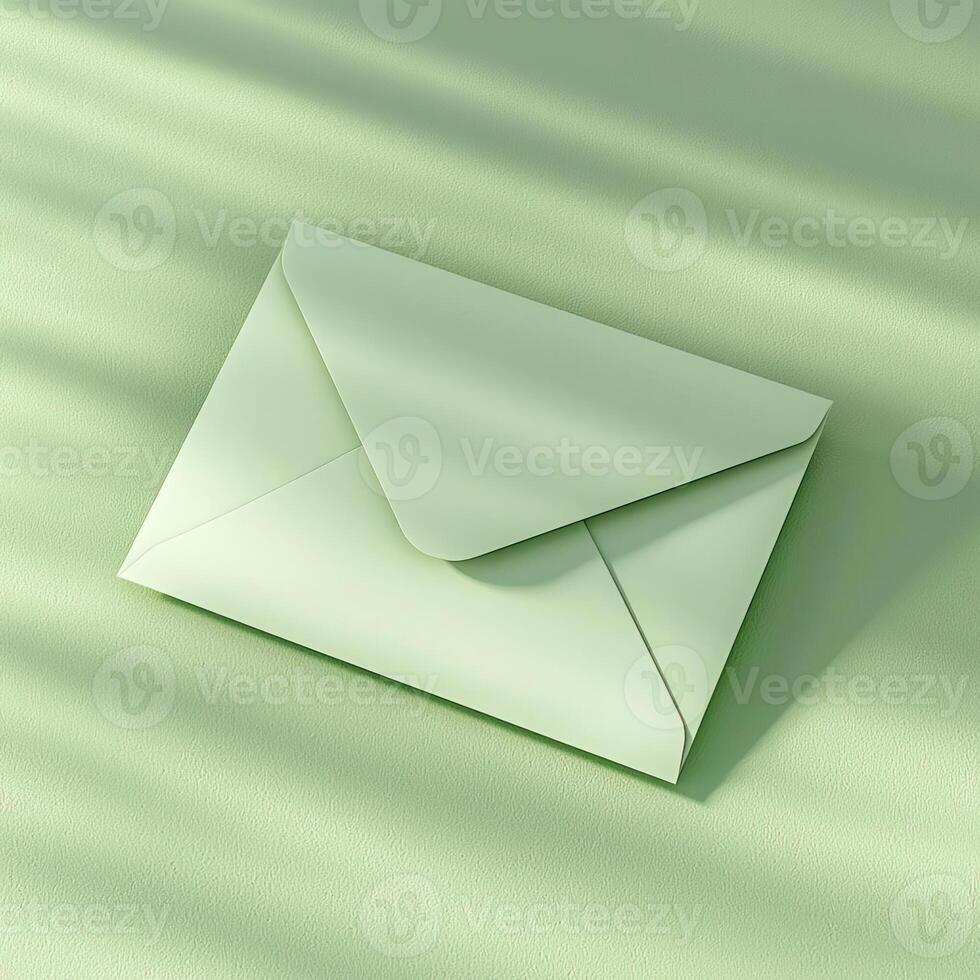 5x7 pastel green Birthday Card portrait mockup with envelope photo