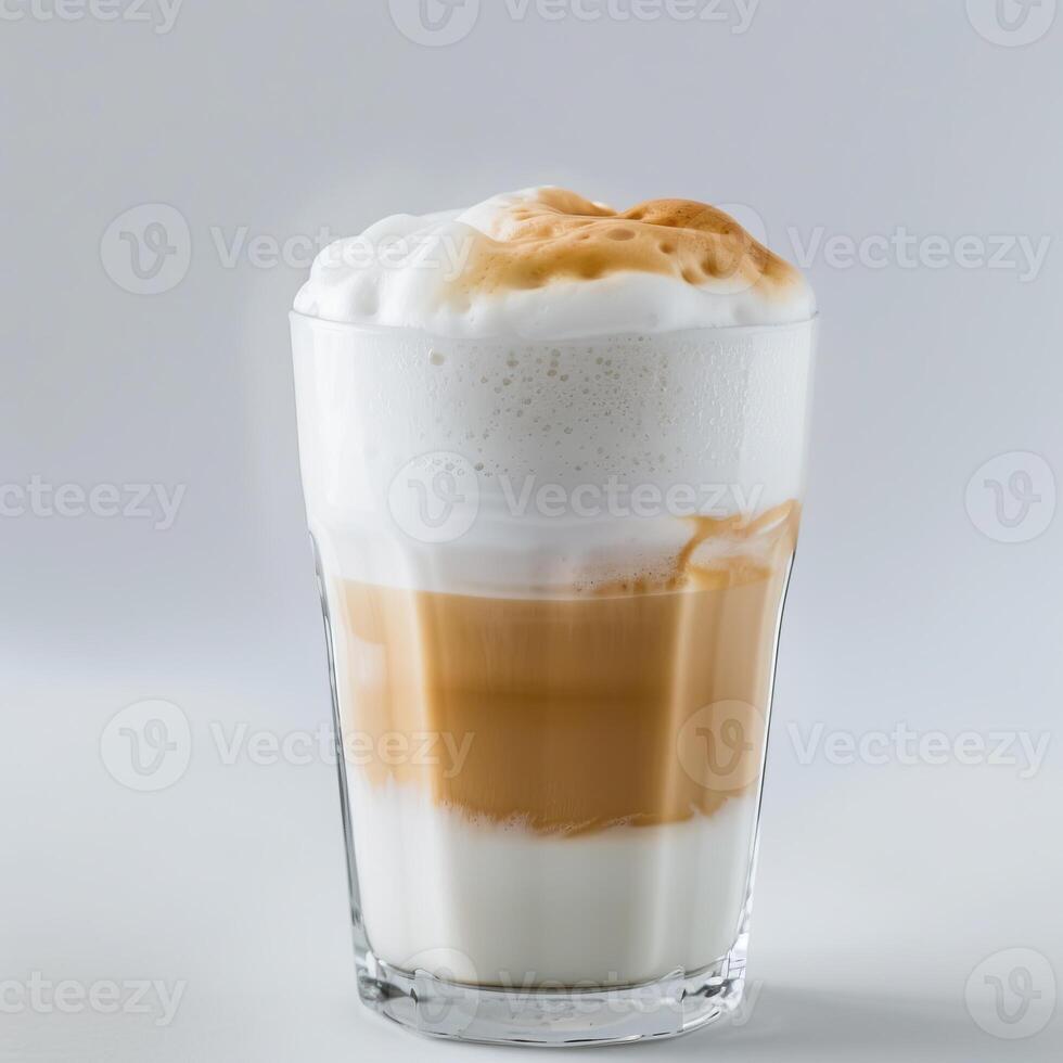 latte in a glass on a white background photo