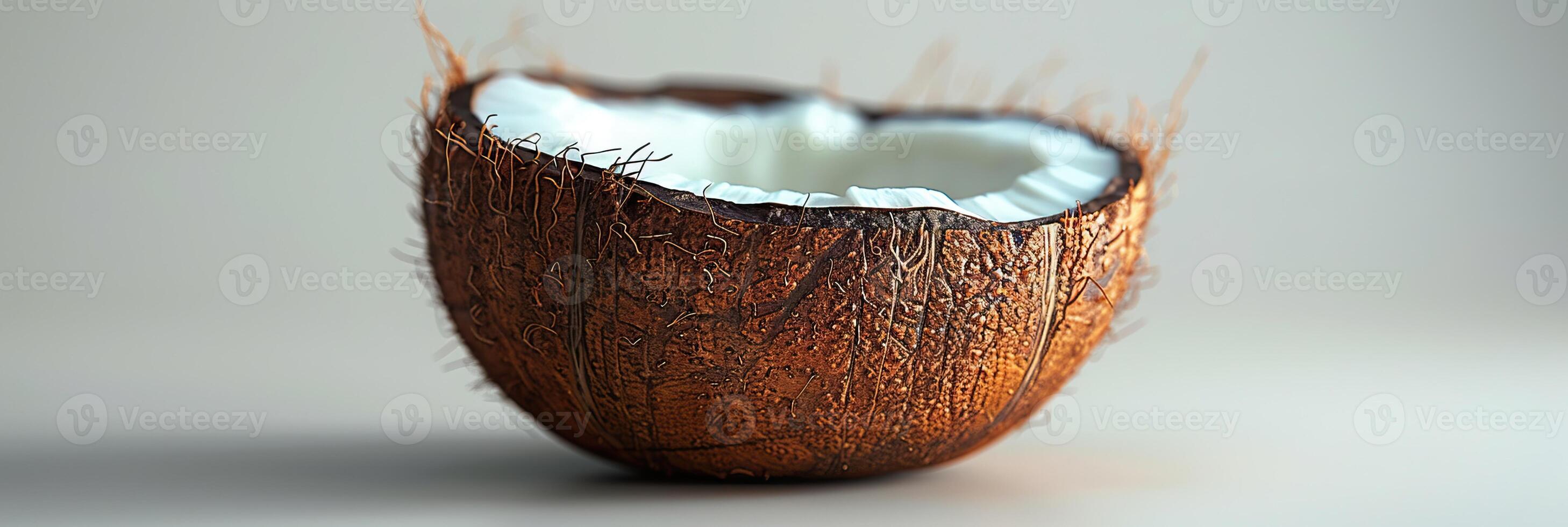 Coconut half on a white background photo