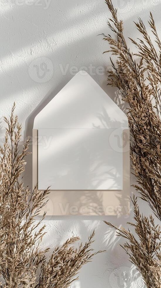 a blank invitation mockup with and envelope photo