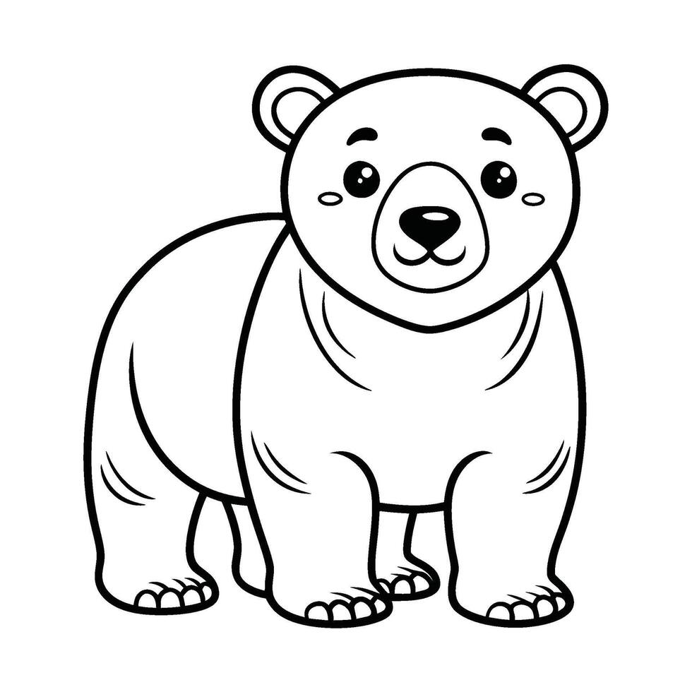 Cute bear outline cartoon vector