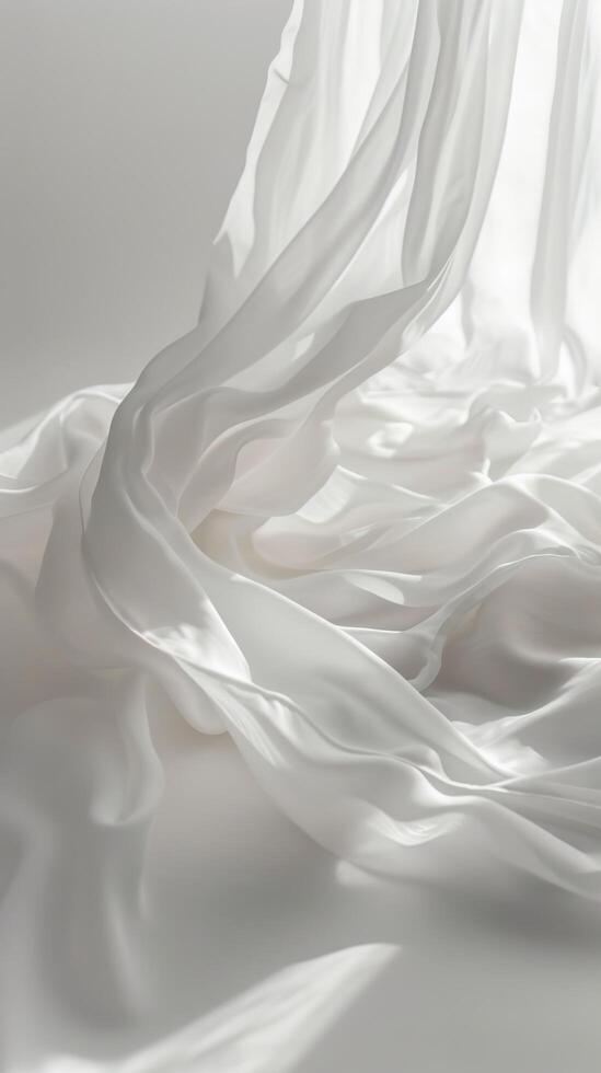 White flowing fabric, soft and elegant. photo