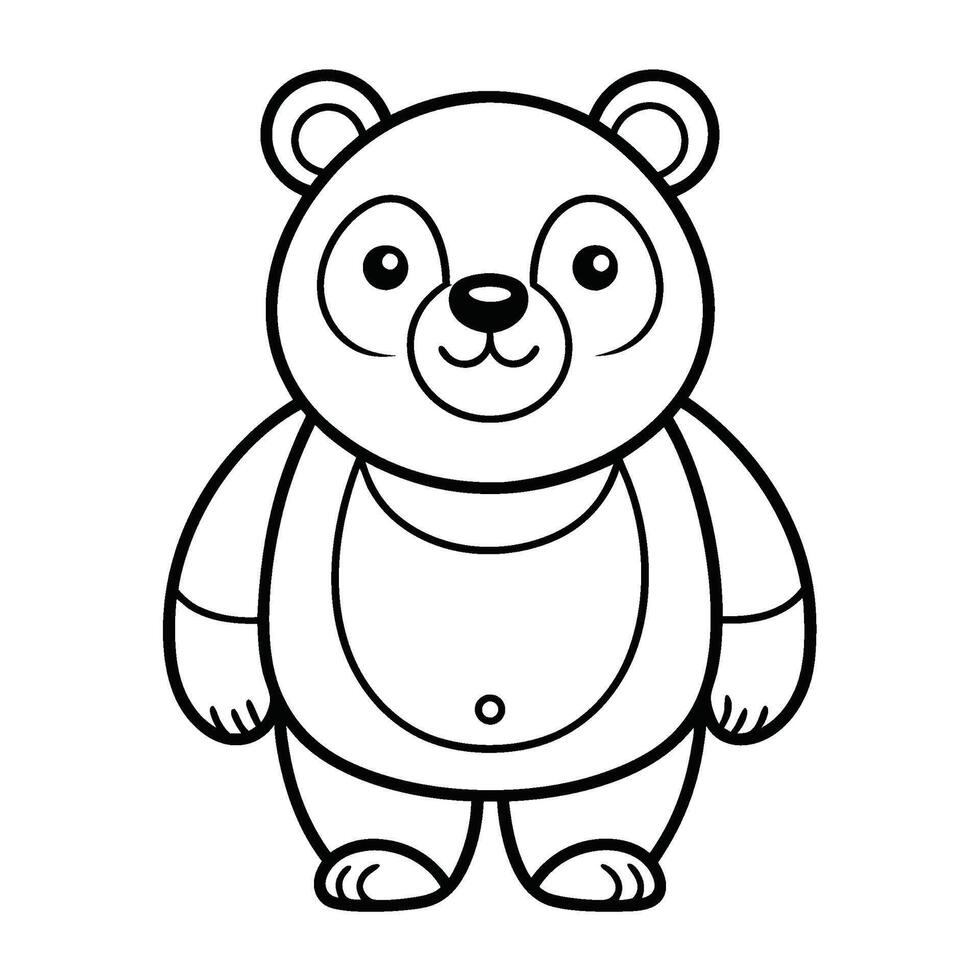 Cute bear outline cartoon vector