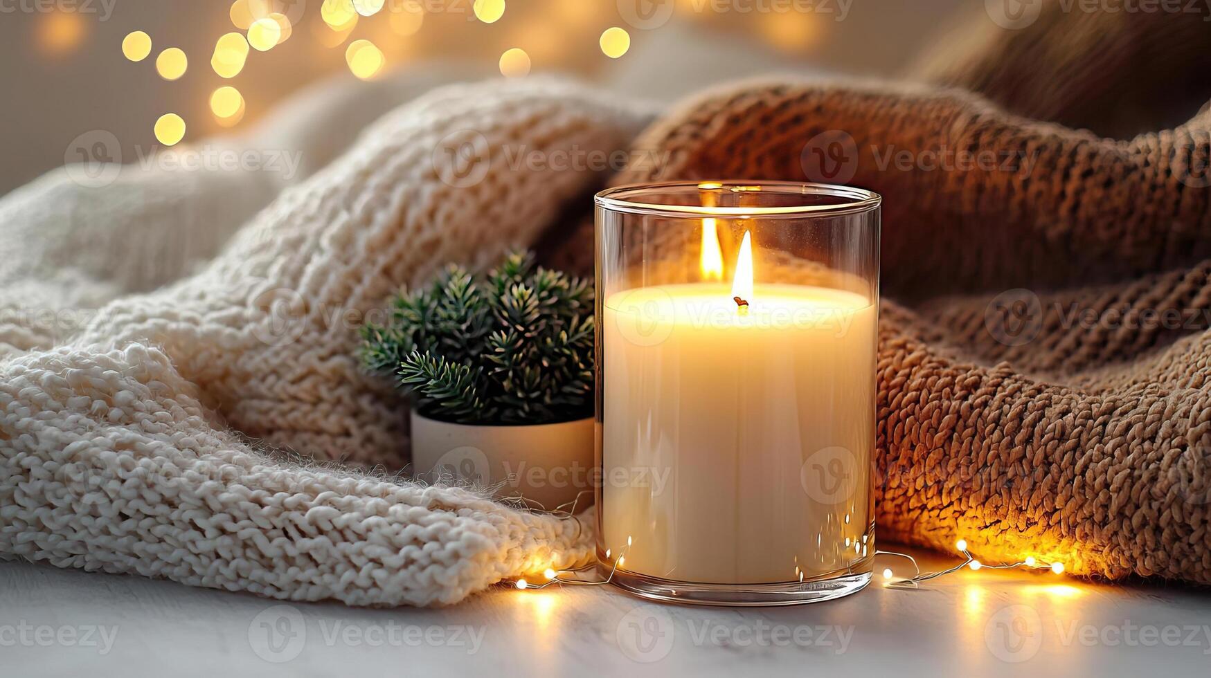 blanco claro Derecho vela vaso rodeado por un apilar de libros, un pequeño florero con flores, y calentar ambiente Encendiendo, moderno calentar dormitorio Bosquejo, elegante y acogedor foto