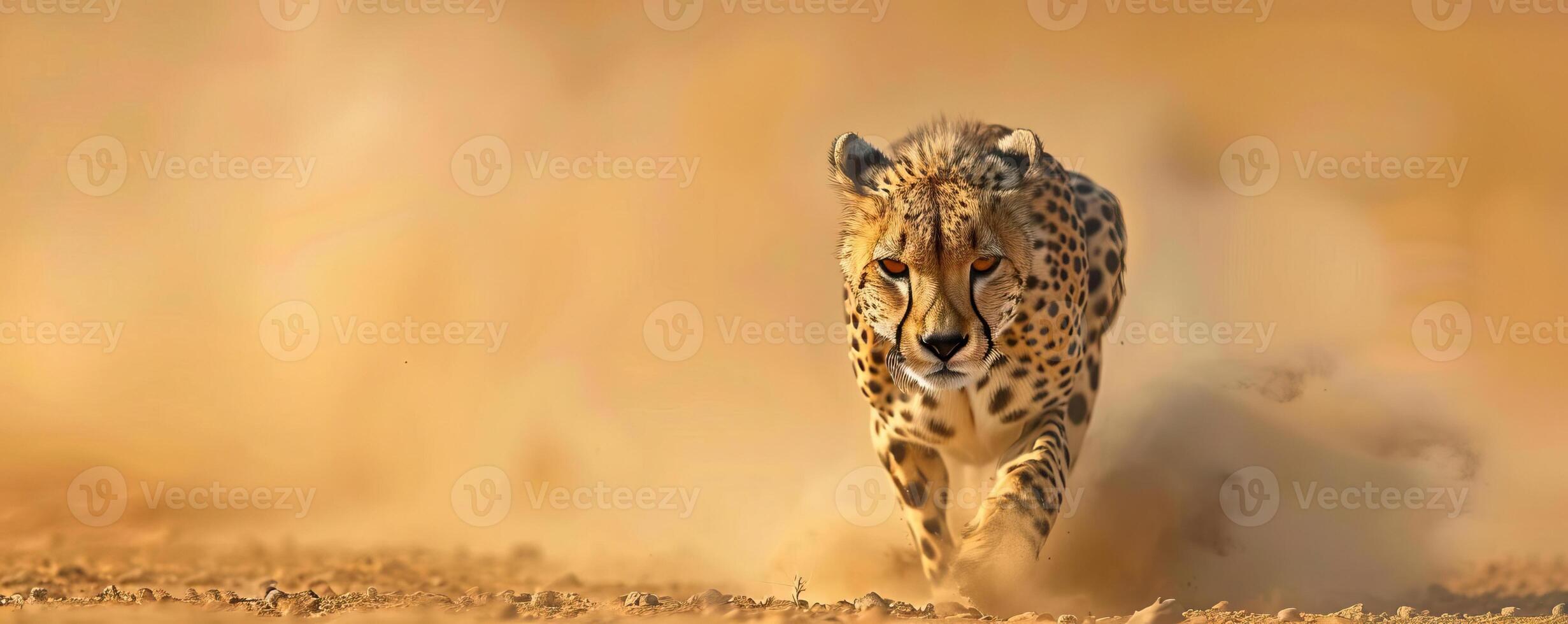 Cheetah in midchase after a gazelle, capturing the essence of predatorprey dynamics, Wildlife in Natural Habitat, editorial shot, empty copy space for text on side photo