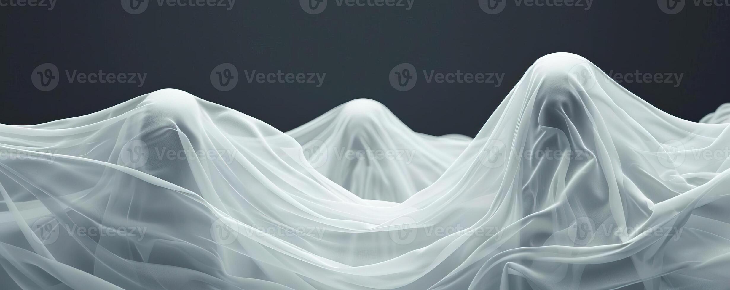 Ghosts with flowing shapes, drifting in the night air, eerie background, editorial photography, empty space for text on side photo