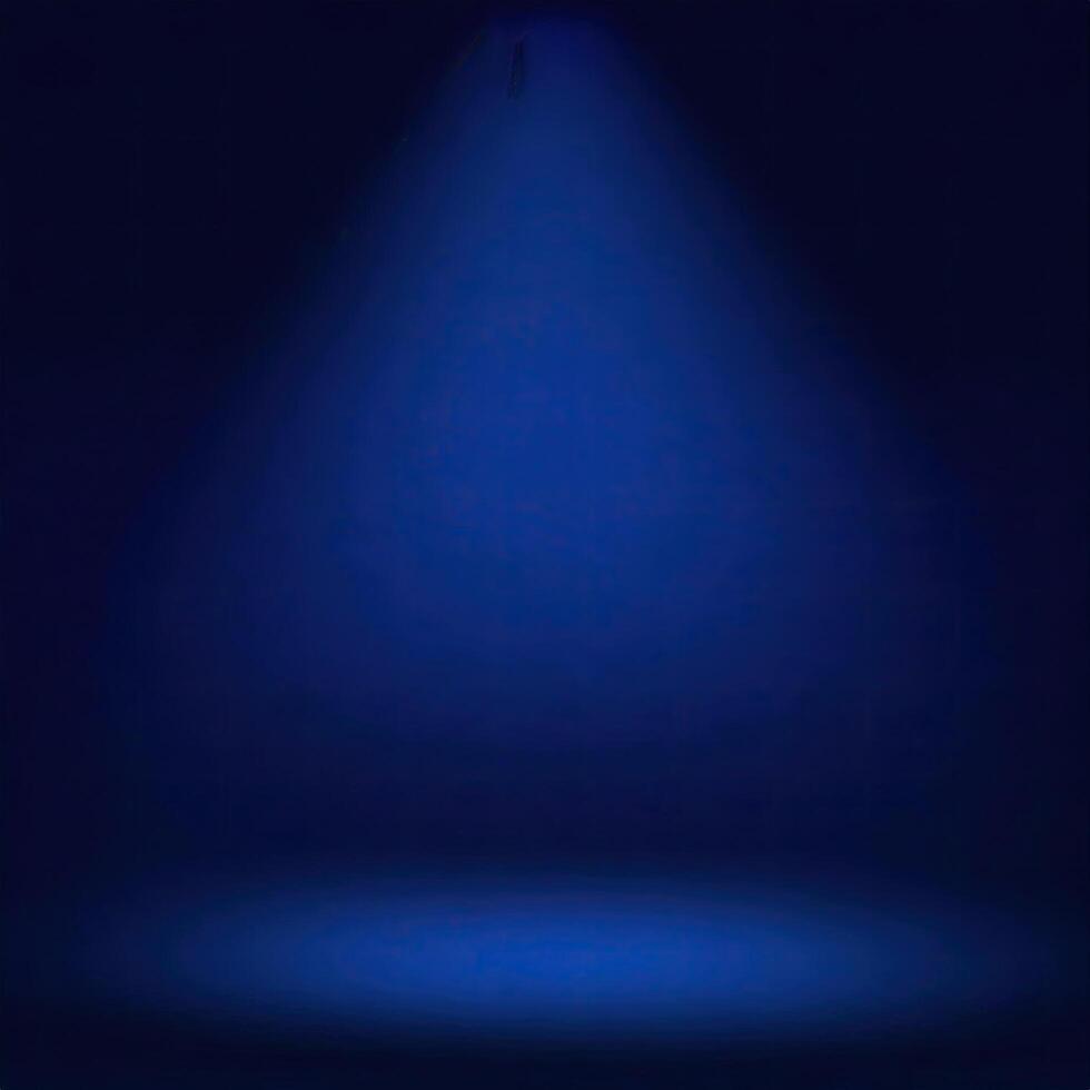 Dark blue background with a spotlight creating an empty stage effect, perfect for presentations, performances, and dramatic scenes. photo