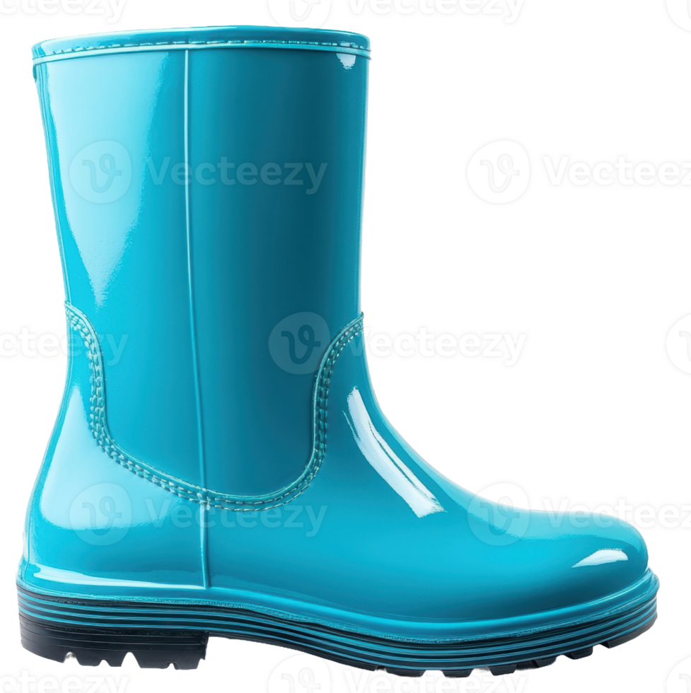Bright blue rubber boot for rainy days, cut out - stock . png