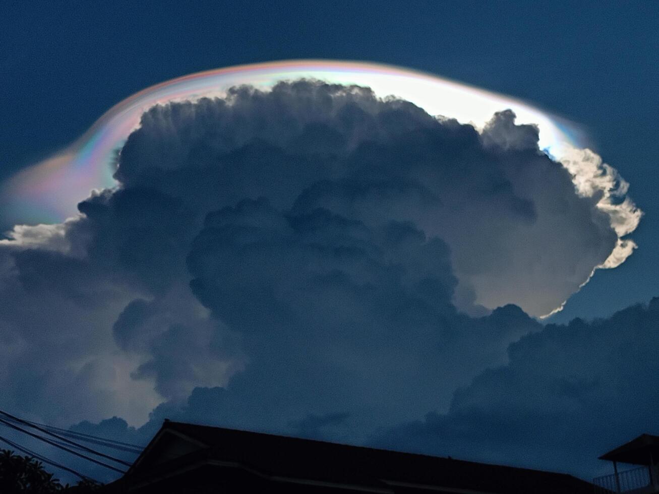 Evening rainbow clouds above the sky in Thailand photo