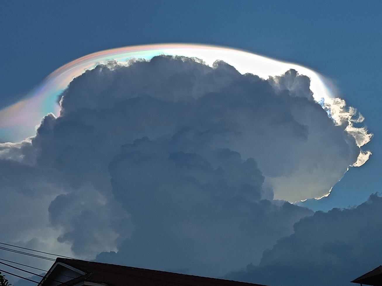 Evening rainbow clouds above the sky in Thailand photo