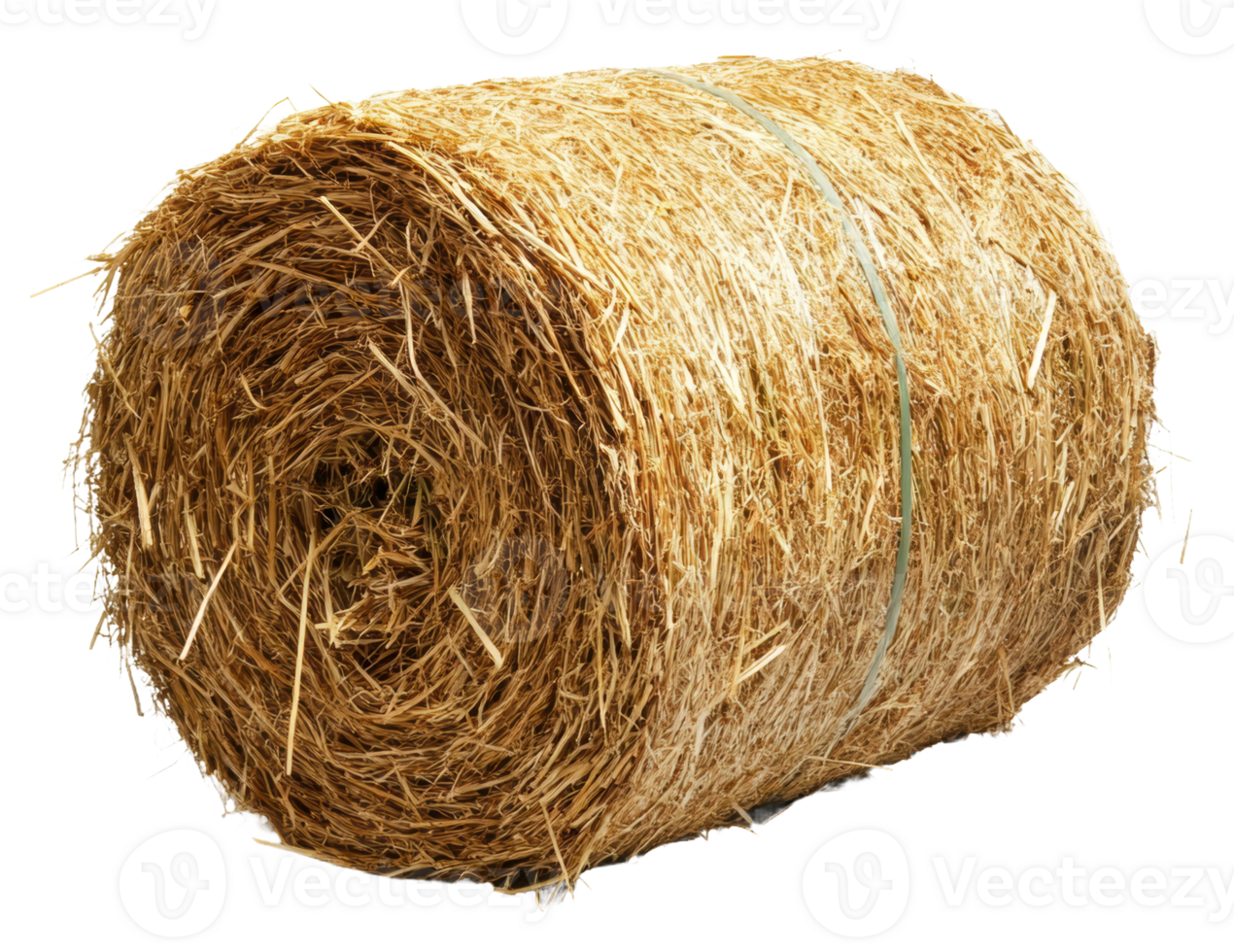 Hay bale resting in a sunny field during autumn, cut out - stock . png
