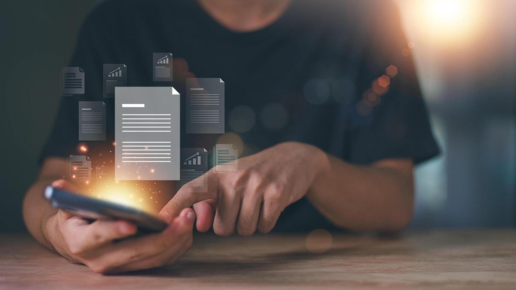 Accountant showing office document auditing concept ,plan review process and assess correctness ,Management of important document storage of organization ,document system ,accountant Audit documents photo