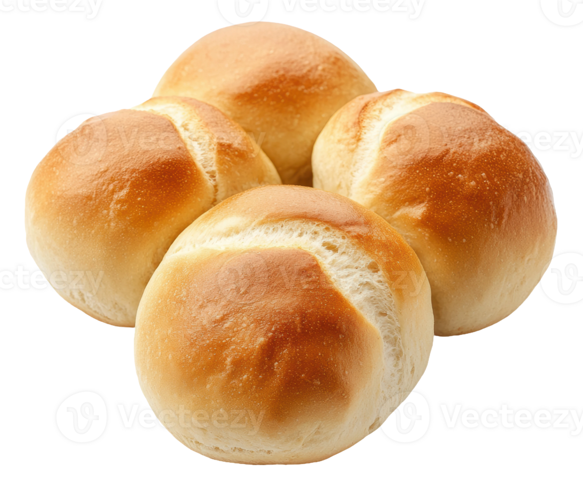 Freshly baked dinner rolls on a plate, cut out - stock . png