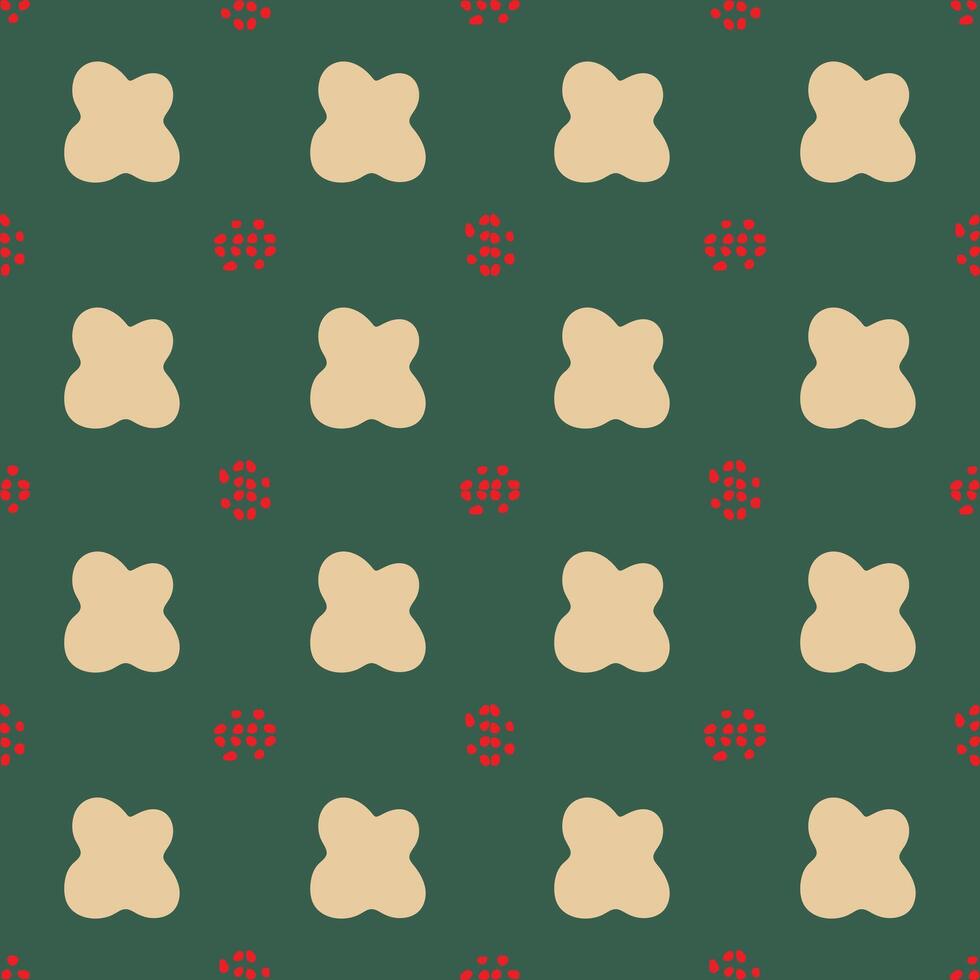 a green and red pattern with flowers vector