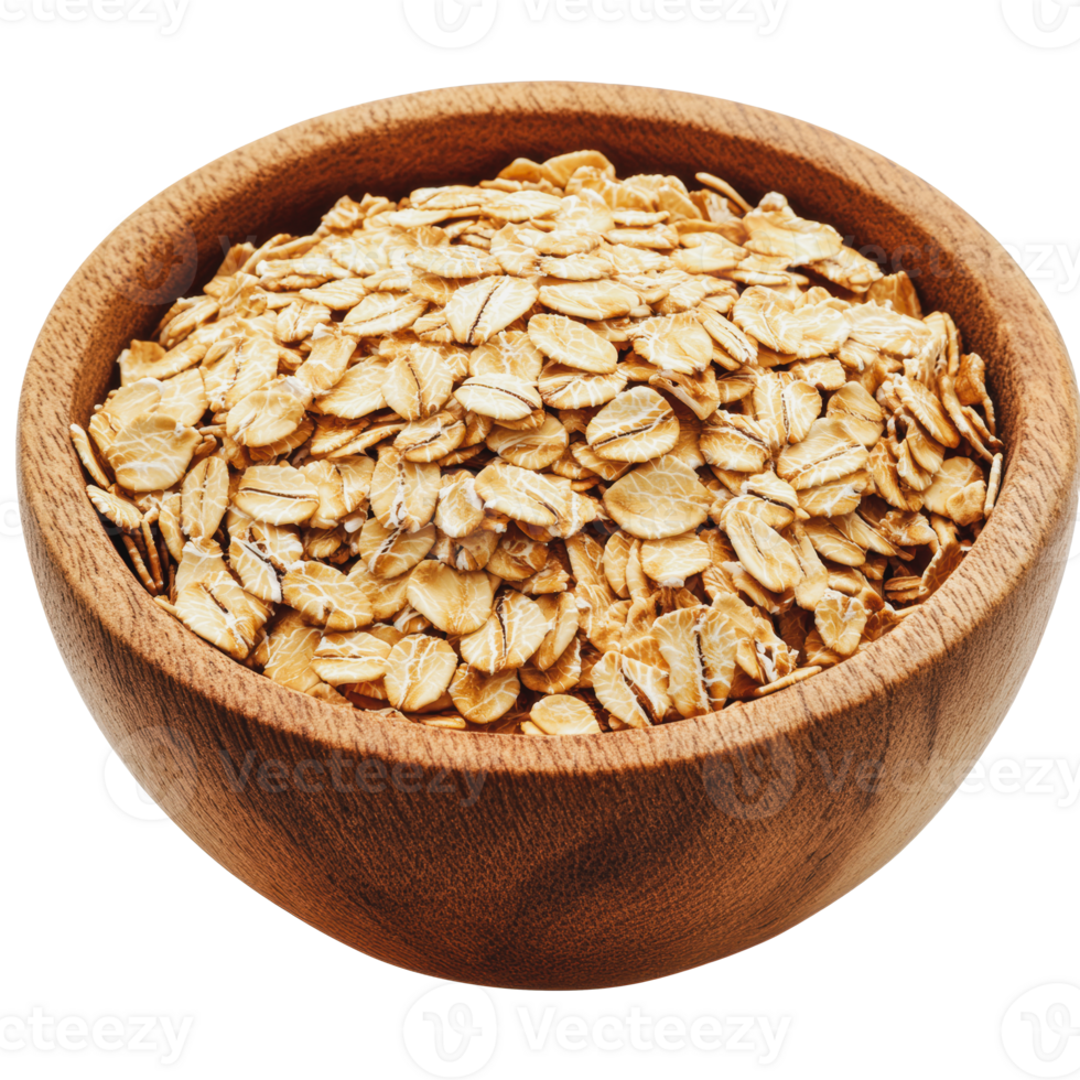 Oats in a wooden bowl on a plain background png