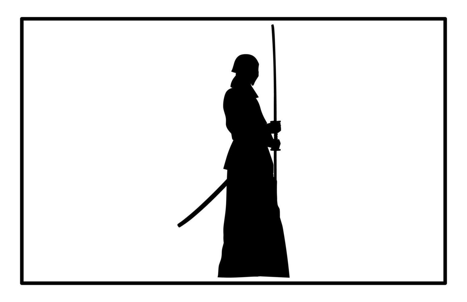 Kendo Silhouette Set - Traditional Japanese Martial Arts Illustration and Clipart vector