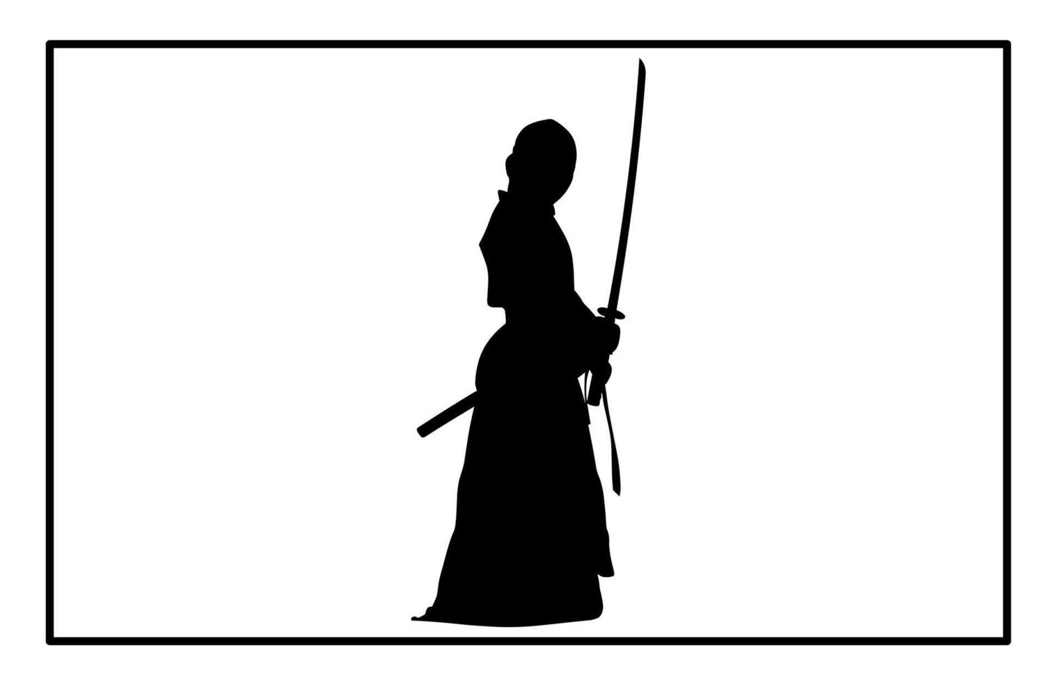 Kendo Silhouette Set - Traditional Japanese Martial Arts Illustration and Clipart vector