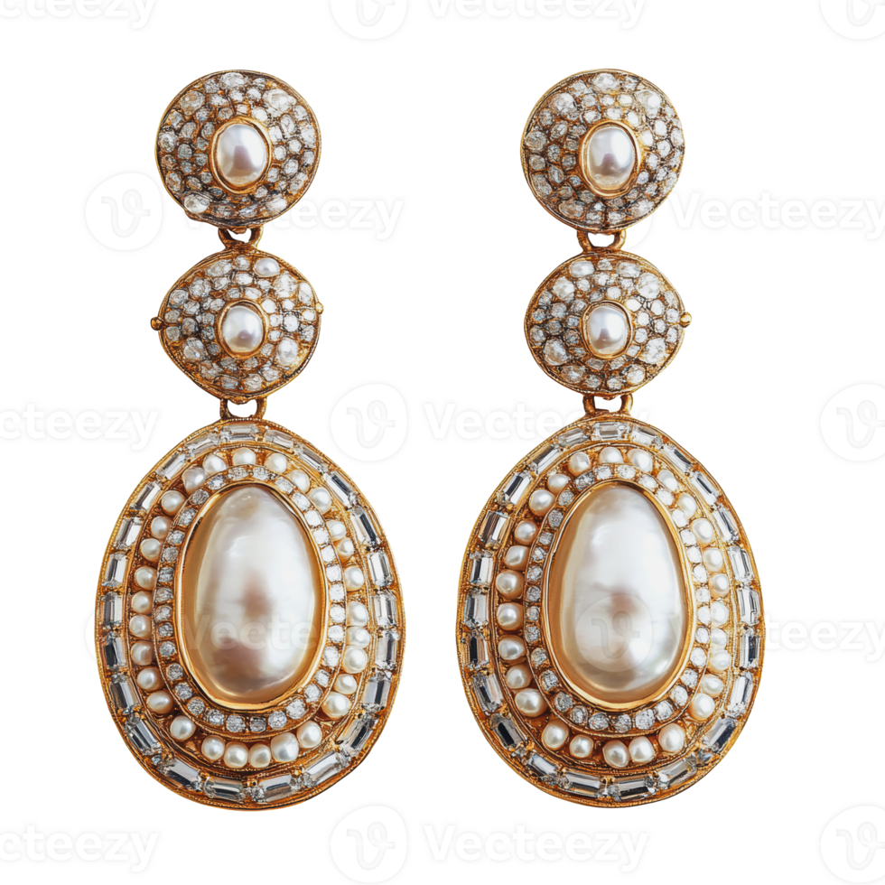 Intricate pearl drop earrings png