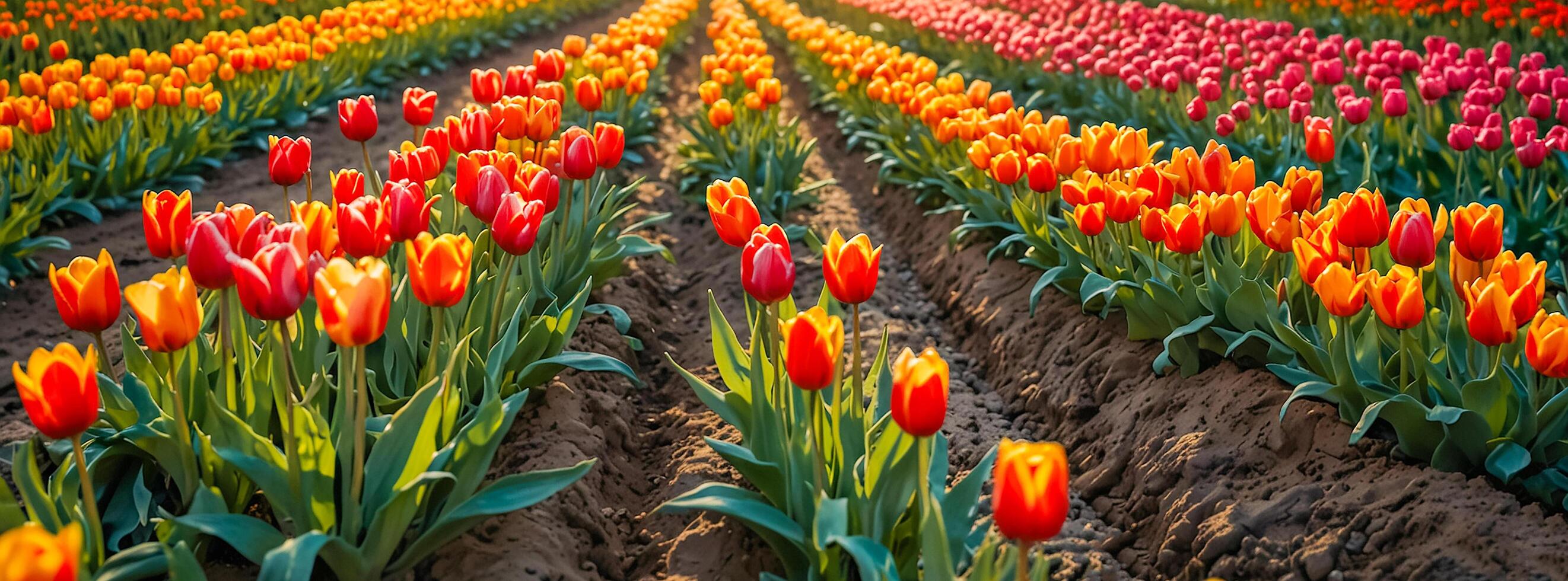 Tulips are blooming beautifully in the garden. photo