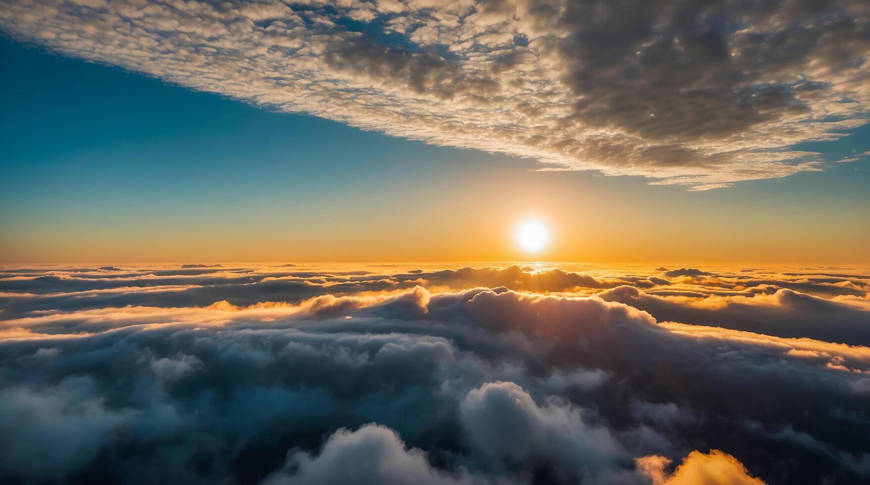 View from the drone beautiful sunrise and fog photo