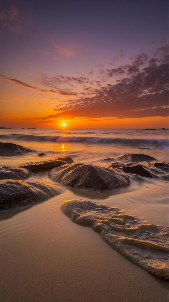 Beautiful sunset and tropical beach landscape photo