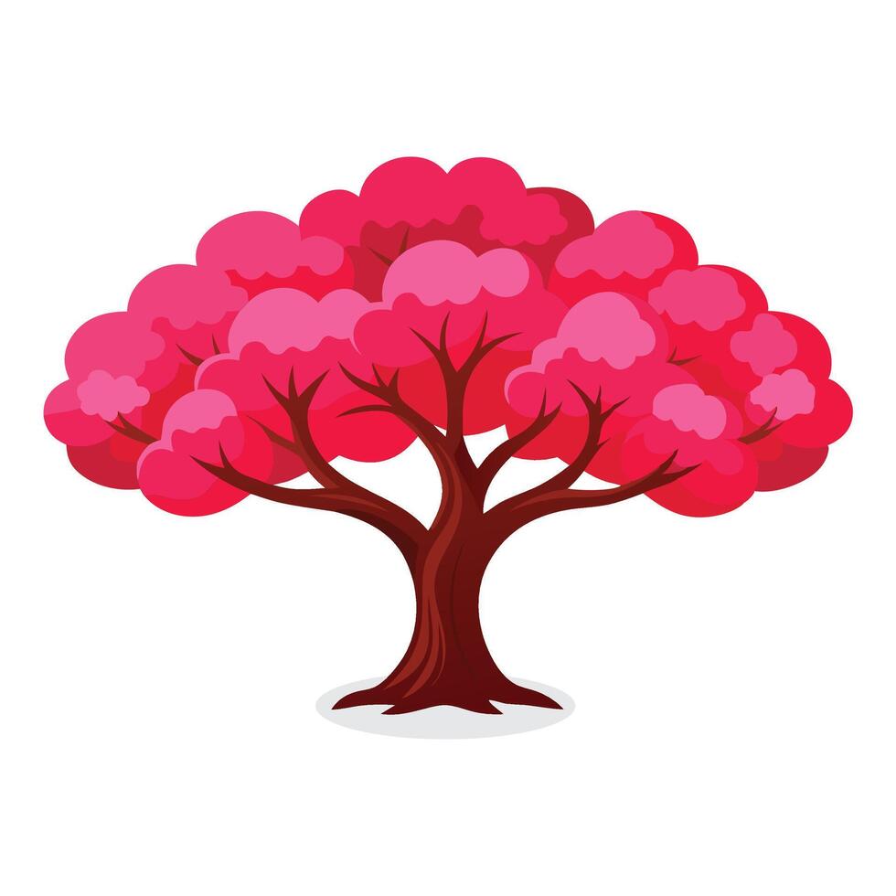 Redbud tree flat illustration on white background vector