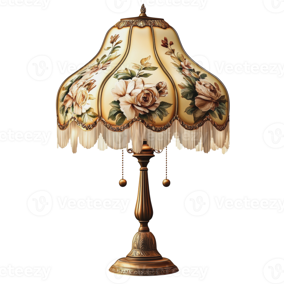 Elegant vintage lamp with floral design png