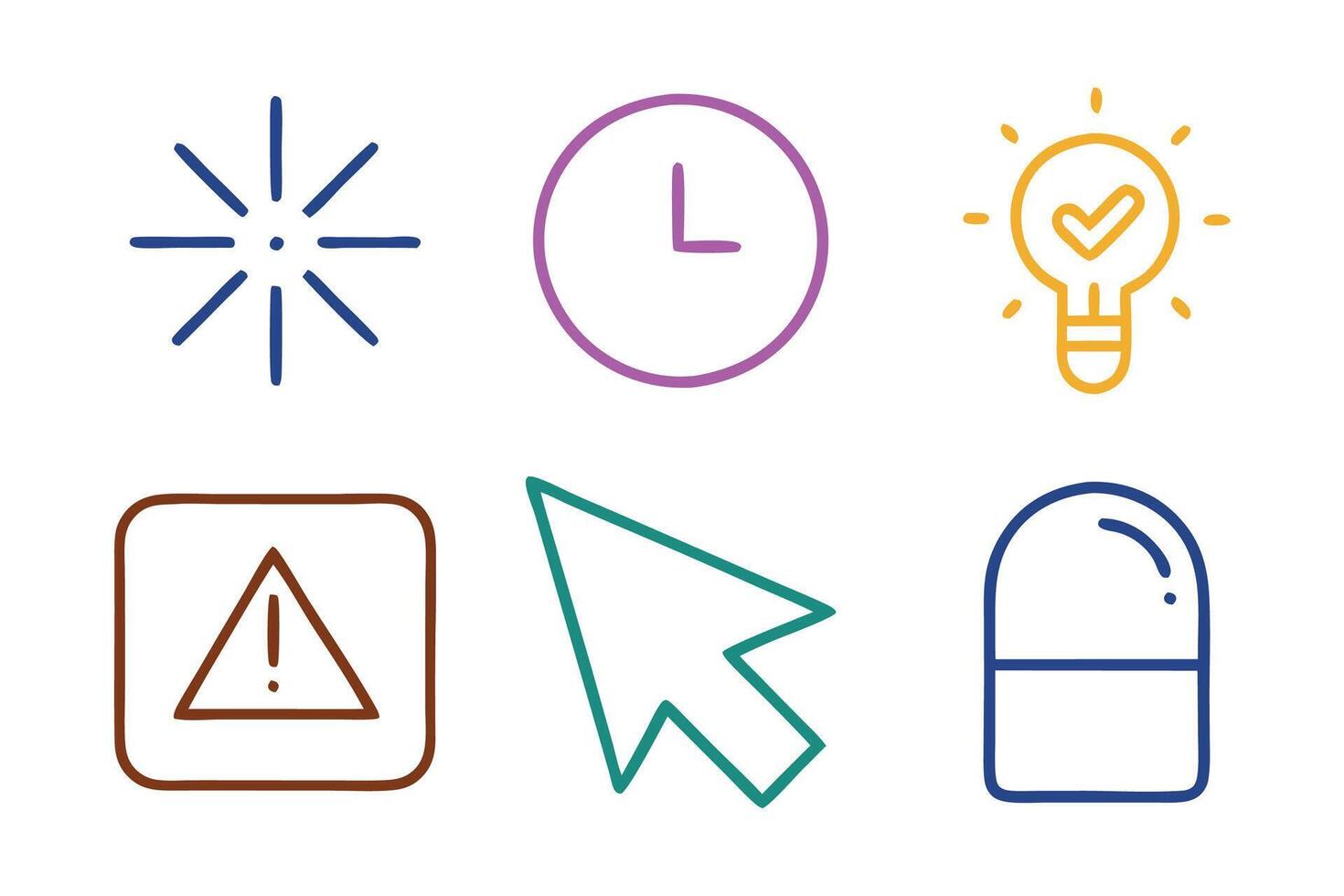 Pointer, mouse, click, cursor concept colorful linear icons. color offset line icons flat color outline sign collection set vector