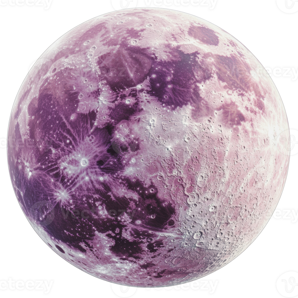 Full pink moon shining in a clear night sky png