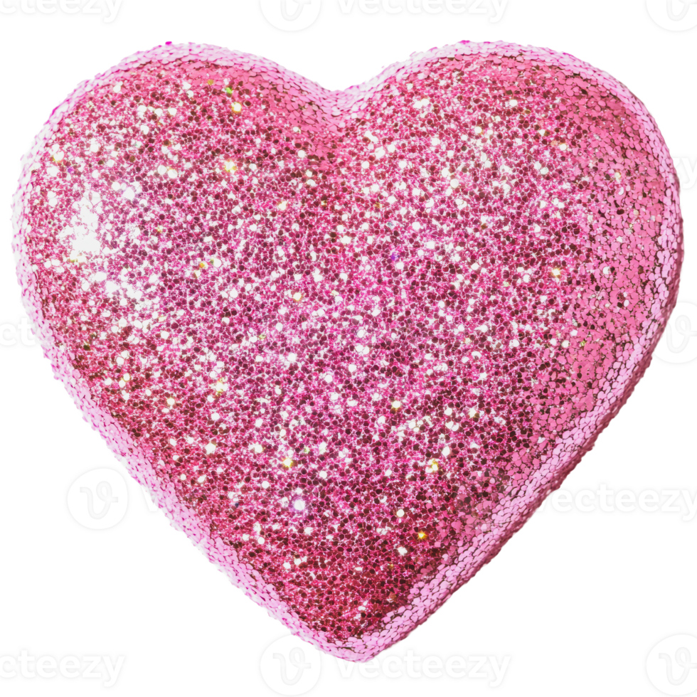 Shiny pink heart-shaped glitter decoration png