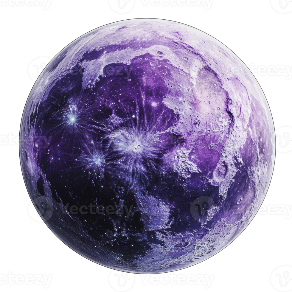 Purple-hued moon with textured surface png