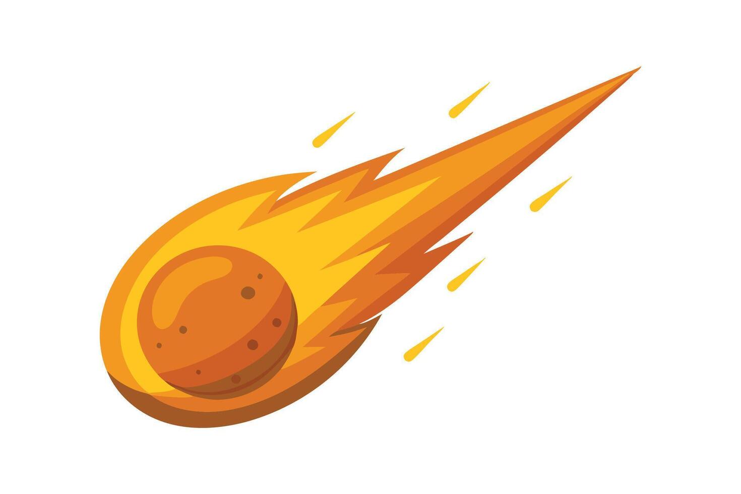 Flying meteor flat illustration on white background. vector