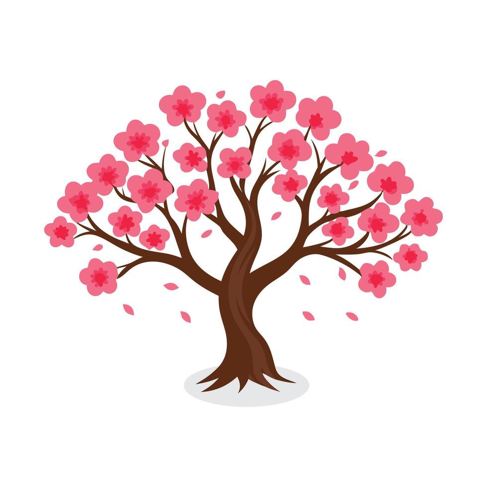 Cherry tree flat illustration on white background. vector