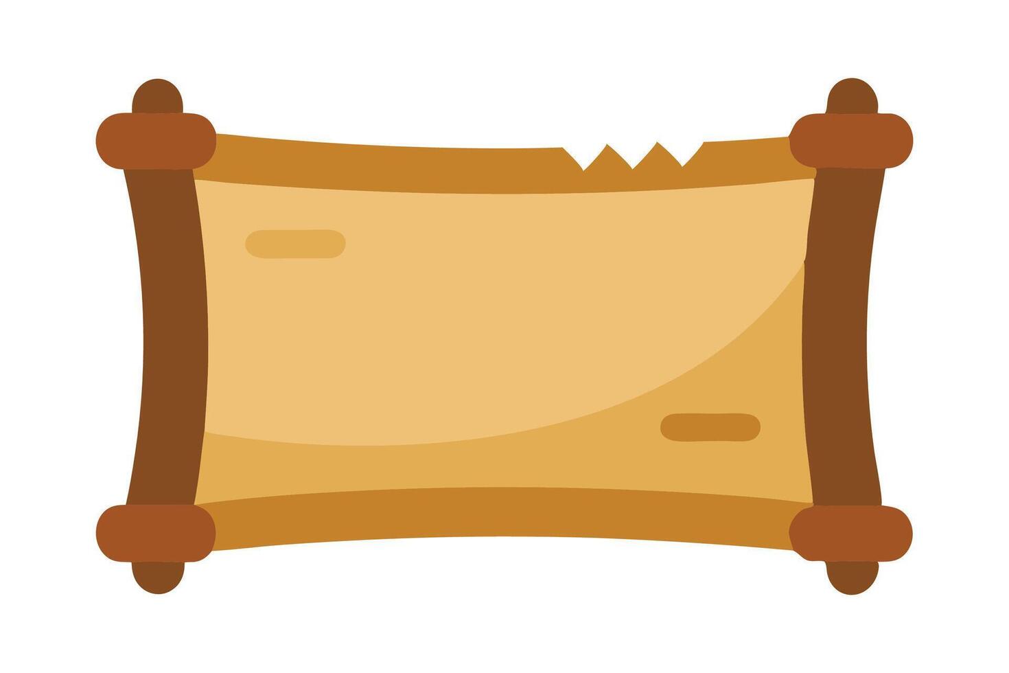 An ancient parchment scroll displayed on a transparent background, showcasing its aged texture and historical significance flat illustration on white background vector