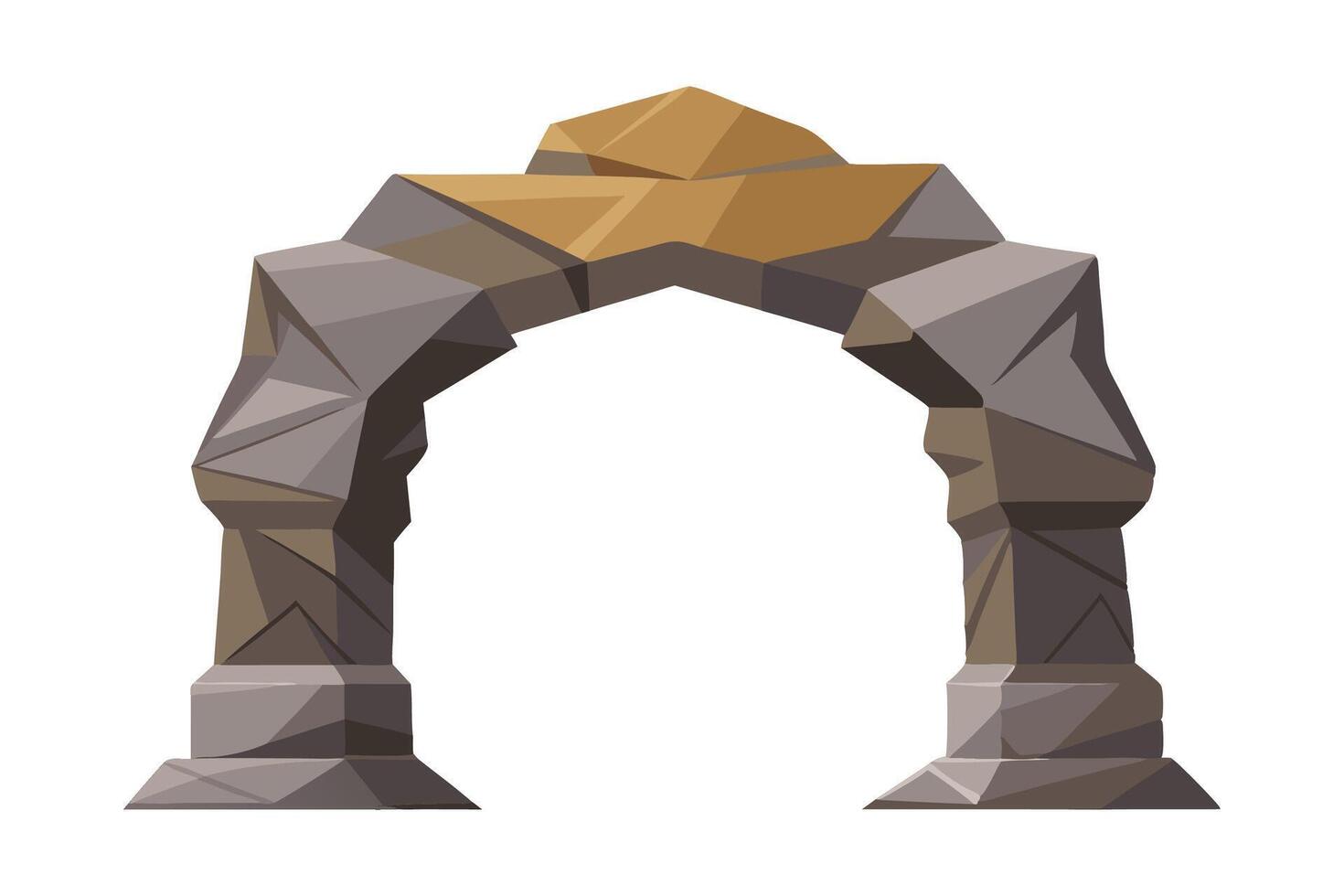 Majestic artificial rock archway flat illustration on white background vector