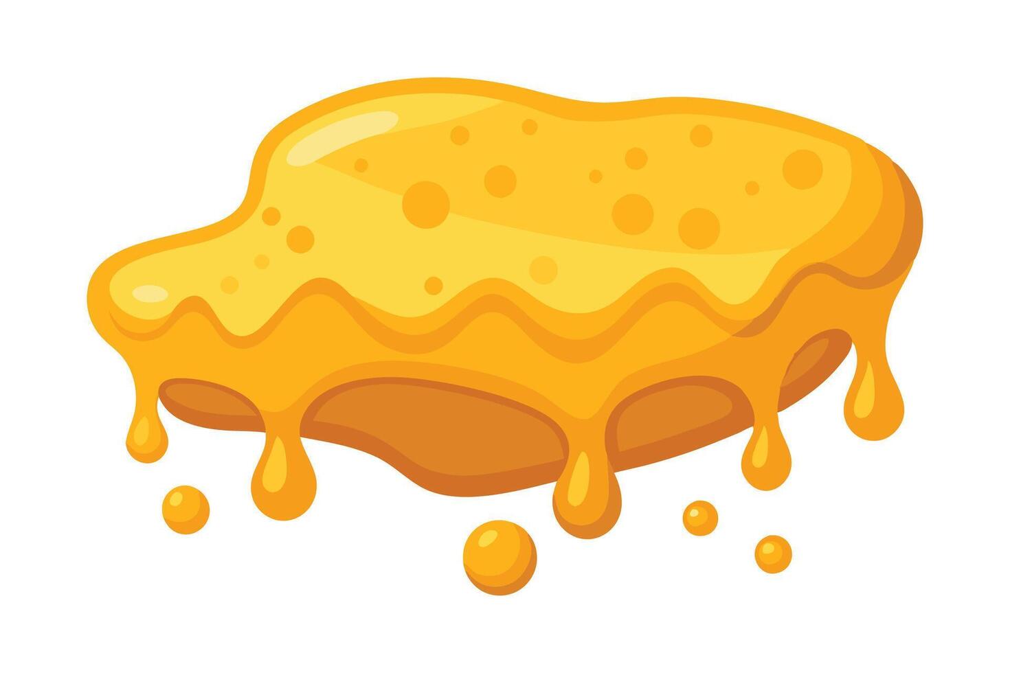 Delicious melted cheese splash flat illustration on white background. vector