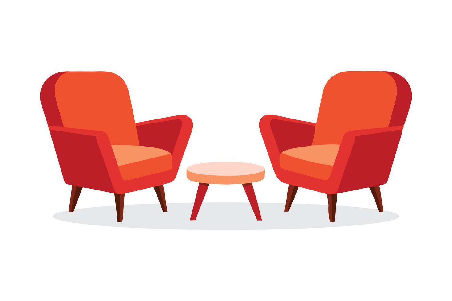 Modern furniture set featuring two sleek chairs flat illustration on white background vector