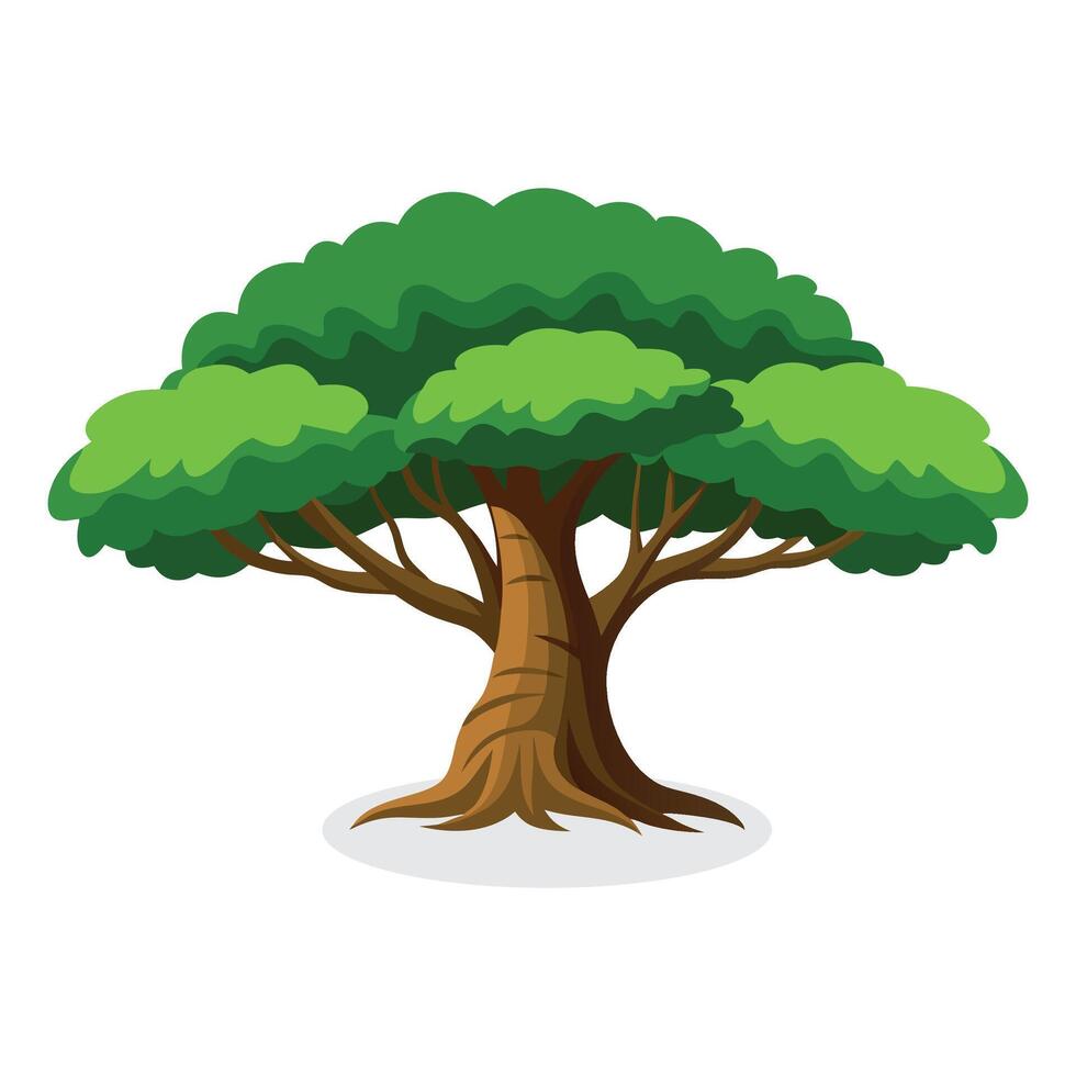 Banyan tree flat illustration on white background vector